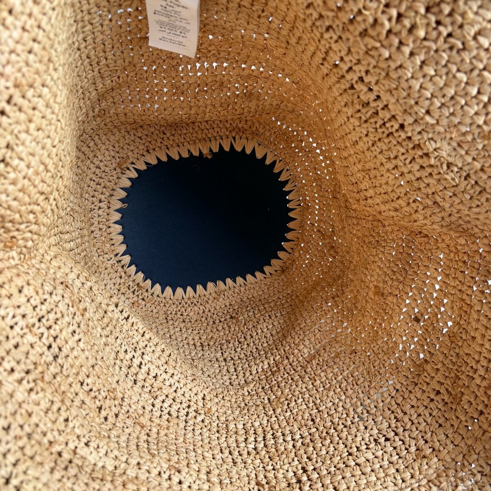 Mark & Graham Tan and Blue Raffia Ruffle Tote Bag NWOT Beach Pool Bag - Picture 10 of 13